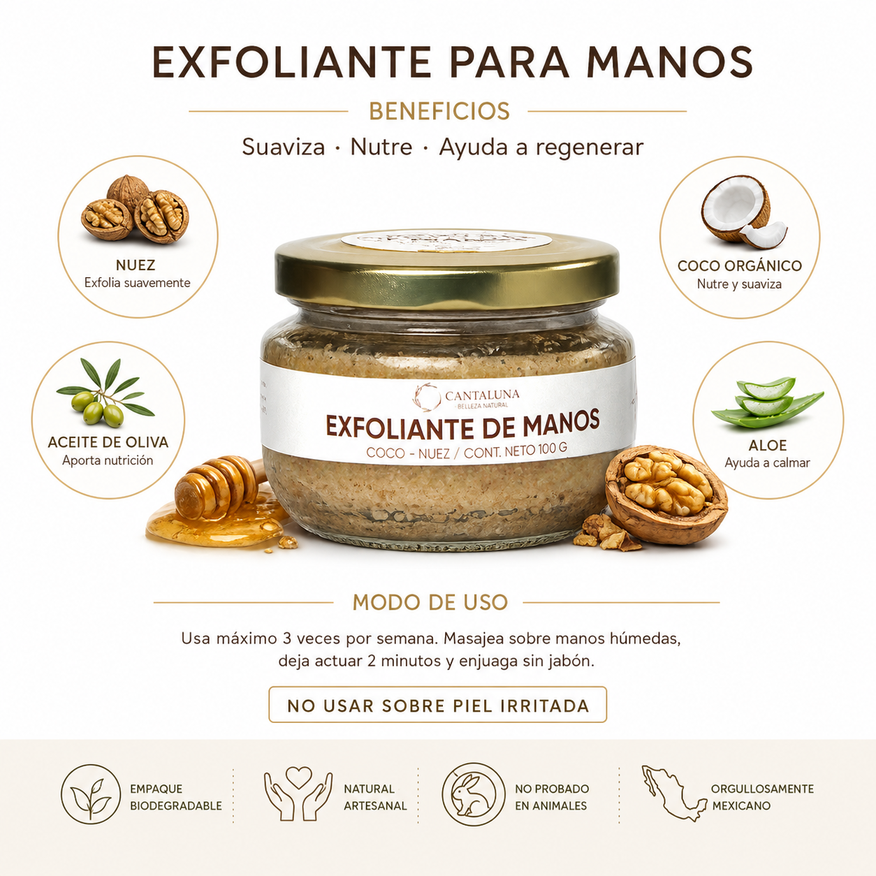 EXFOLIANTE PARA MANOS DE COCO Y NUEZ